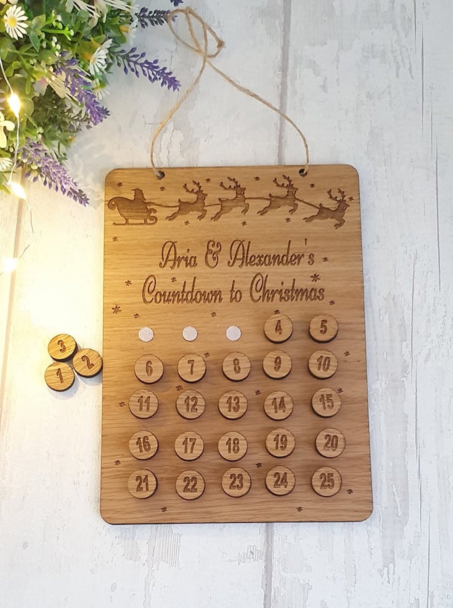 Personalised Countdown to Christmas board. - LaserGiftsuk